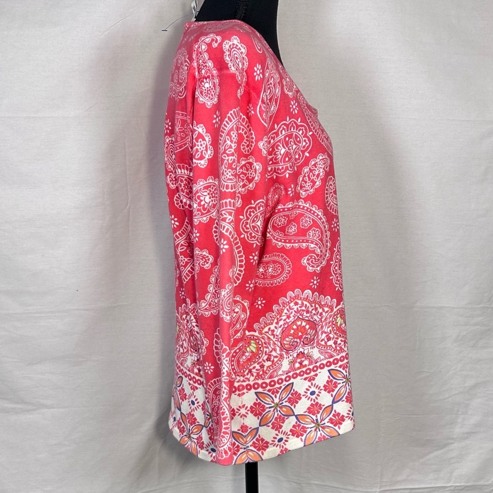 Vintage Y2K Talbots Pink Paisley Knit Top - Picture 2 of 6